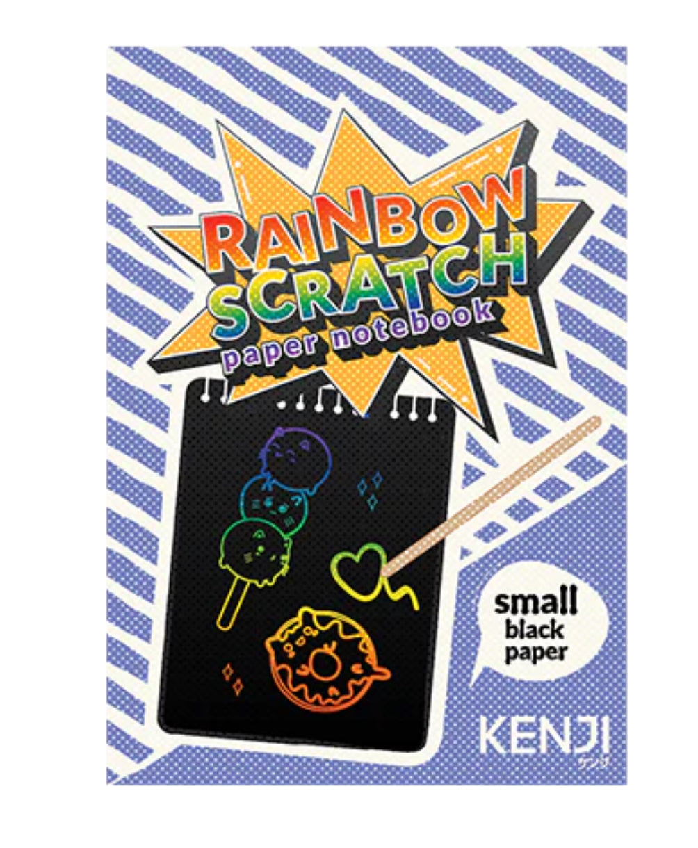 Kenji Rainbow Scratch Notebook – A6 (Black Paper)