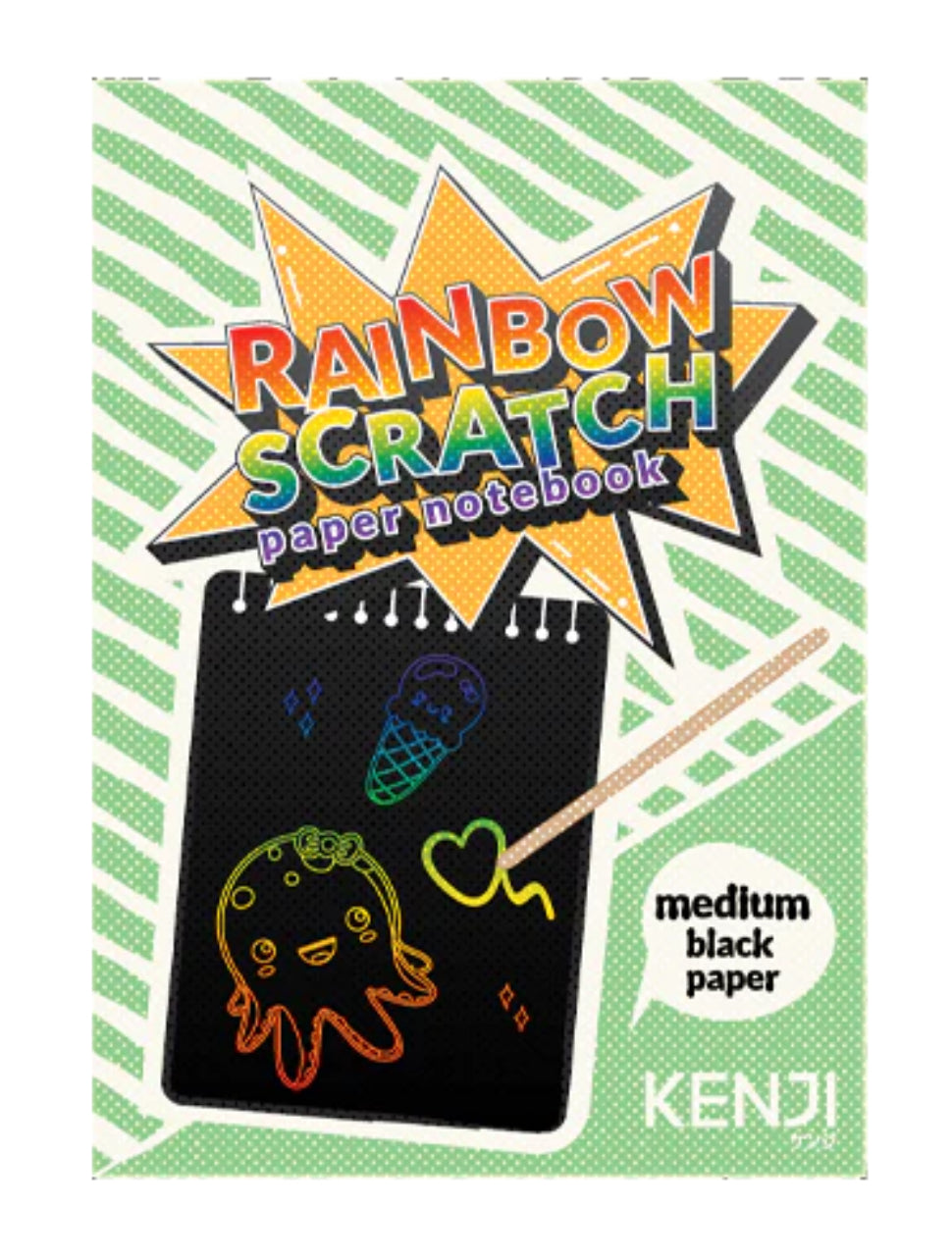Kenji Rainbow Scratch Notebook – A5 (Black Paper)