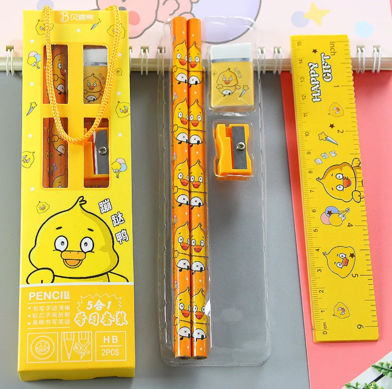 Cute Character 5-Piece Stationery Gift Box Set